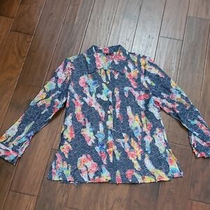 Morgan Cole Colorful Shacket with Denim & Embroidery size Medium